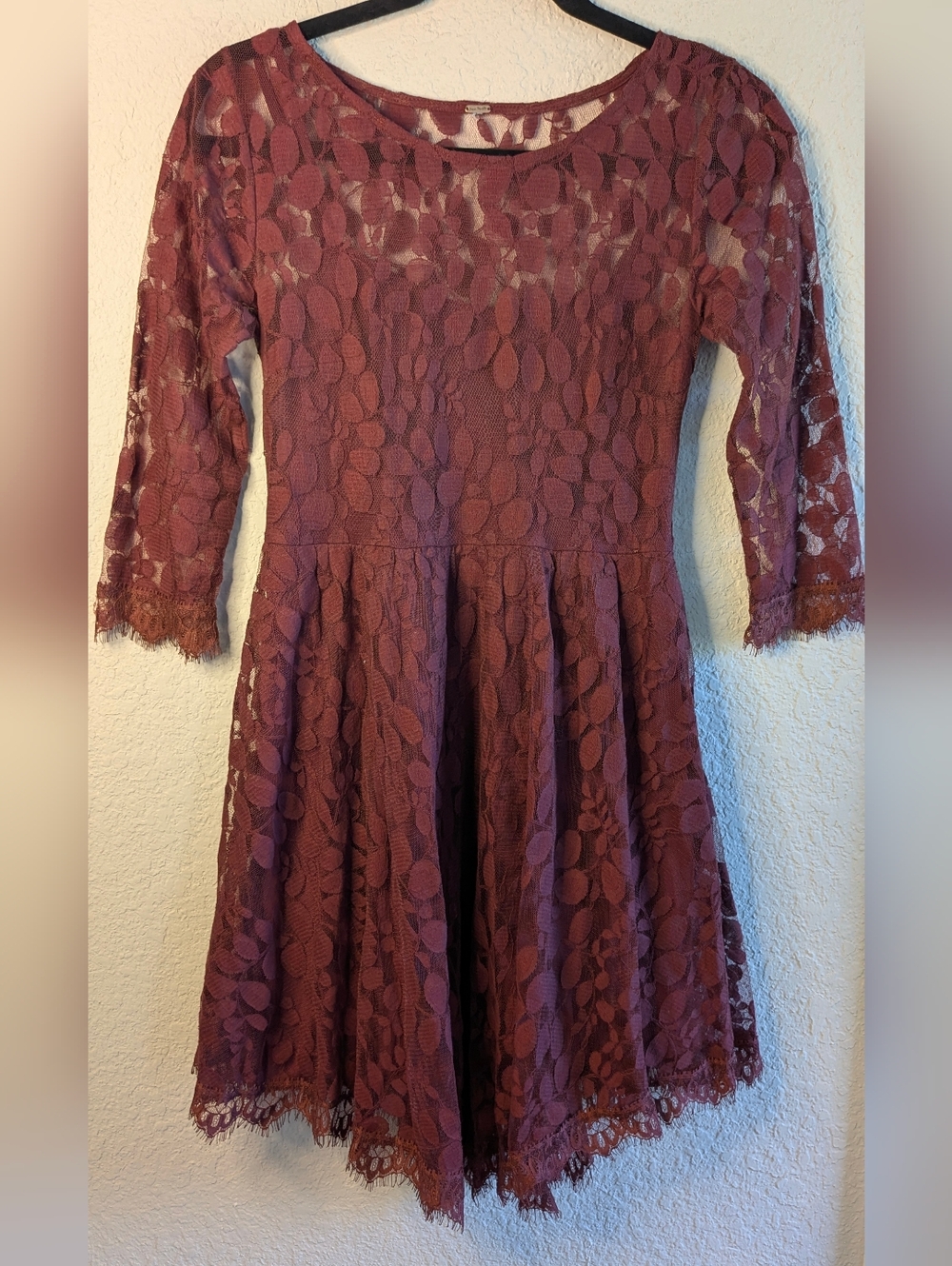Free People Lace A-Line Dress Burgundy SIZE NOT ON GARMENT - Check Measurements